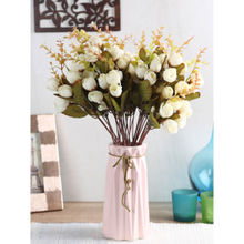 Fourwalls Artificial Beautiful Rose Flower Bunch for Home Decor (40 cm Tall, Set of 3, White)