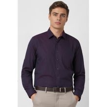 Van Heusen Men Purple Textured Full Sleeves Casual Shirt