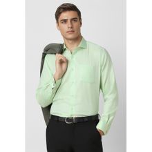 Van Heusen Men Green Textured Full Sleeves Formal Shirt