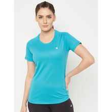 Athlisis Women Turquoise Blue Short-sleeve Running Fitness Sports T-shirt