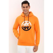 Allen Solly Men Orange Hooded Neck Full Sleeves Casual Sweatshirt