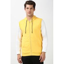 Peter England Men Yellow Solid Hoodie