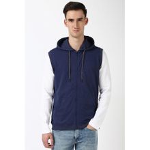 Peter England Men Navy Solid Hoodie