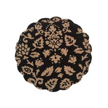 Belleven Asian Quilted Round Placemat - 17 Inches Round, (Set of 4), Black