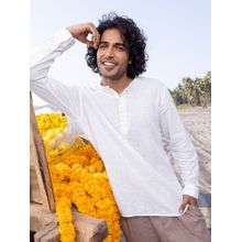 KINGDOM OF WHITE Arc Kurta Shirt with Button and loops styling