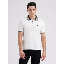 Red Tape Mens White Jacquard High Stretch Polyester Polo Collar T-shirt
