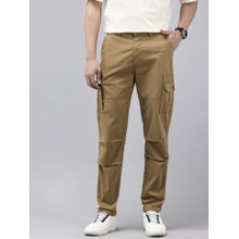 GENIPS Men Brown Solid Cotton Cargo Trouser