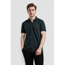 Crocodile Men Green Cotton Solid Comfortable Fit Polo T-Shirt