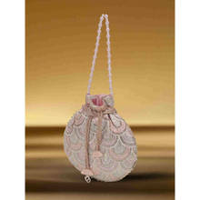Mochi Women Pink Wedding Fabric Embellished Handbag