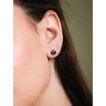 Velvet Imperial Fine Ruthenium Plated Dexter Minimal Black Amethyst Studs Earrings