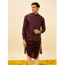 Manyavar Mens Wine Brocade Jacket