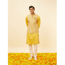 Manyavar Mens Yellow Brocade Jacket