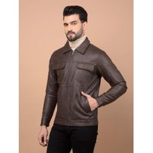 CRIMSOUNE CLUB Men Brown Leather Jacket