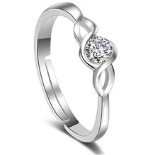 Peora Platinum Plated Elegant Classic Crystal Adjustable Ring for Women (PX9R22)