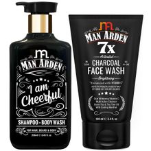 Man Arden Brightening Combo - Cheerful Shampoo - Body Wash + Charcoal Face Wash