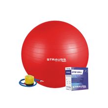 Strauss Anti-Burst Rubber Gym Ball with Free Foot Pump Red (Set of 2)