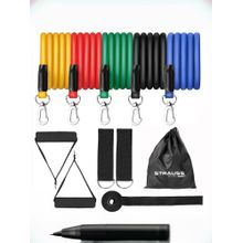 Strauss Latex Resistance Tubes with Door Anchor, Handles, Carry Bag, Ankle Straps Multi-Color