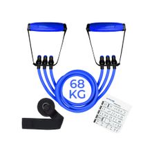 Strauss Triple Resistance Tube with PVC Handles, Door Knob & Carry Bag 68 Kg Blue (Set of 3)