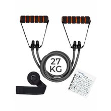 Strauss Double Resistance Tube with Foam Handles, Door Knob & Carry Bag 27 Kg Black (Set of 3)