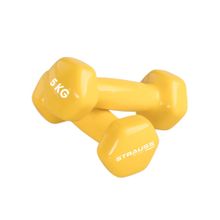 Strauss Vinyl Dumbbell Pair of Each Yellow (5KG)