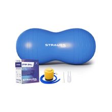 Strauss Anti-Burst Rubber Peanut Shape Gym Ball with Free Foot Pump Blue (Set of 2)