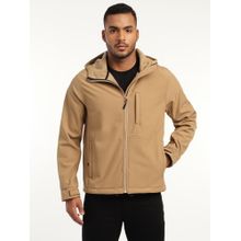 MountMiller Men's Full Sleeve Hooded Neck Khaki DWR Tactical Softshell Jacket