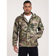 MountMiller Men's Full Sleeve Hooded Neck Multicam Water-Repellent Wind Hoodie