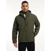 MountMiller Men's Full Sleeve Hooded Neck Olive Green DWR Tactical Softshell Jacket