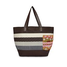 Pick Pocket Brown Polka Dot Printed Floral Embroidered Side Shopping Bag
