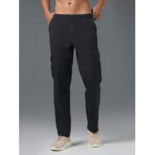 Technosport Flexi Men's Black Solid Straight Fit Sports Cargo Track Pant