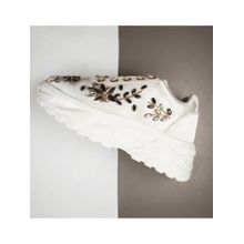 RETTROSE The Gabriella Luxury Cream Satin Embellished Trainer