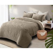 HOSTA HOMES Beige Bedcover with 2 Pillow Covers