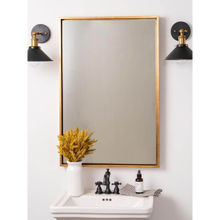CasaGold 36 Inch Rectangular Gold Mirror in Steel Frame