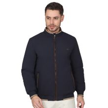 Cantabil Men Solid Navy Blue Casual Reversible Jacket