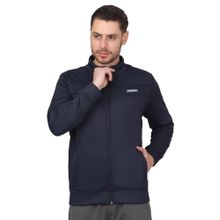 Cantabil Men Solid Navy Blue Casual Jacket
