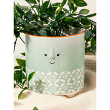 Small Indoor Plant Pot For thinKitchen Ceramic Decorative Floral Face Design