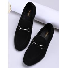 REGAL Black Men Suede Buckled Loafers