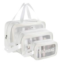 NFI Essentials Transparent Wash Bag Makeup Pouch for Women (Pack of 3) (L)