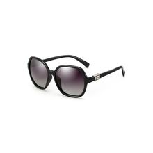 PARIM Polarized Women's Rectangular::Over-sized Sunglasses Black Frame / Grey Lenses