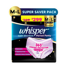 Whisper Bindazzz Night Period Panty for Heavy flow- 360 degree leakage protection, 6 M-L Panties