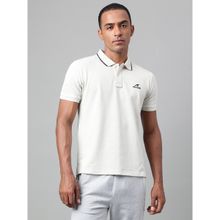Alcis Mens Off White Melange Soft Touch Regular Fit Athleisure Polo T Shirt