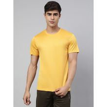 Alcis Mens Yellow Anti Static Soft Touch Slim Fit Sports for All Round Neck T Shirt