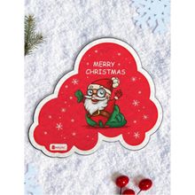 Indigifts Christmas Gifts Merry Christmas Quote Jolly Santa with Snowflakes Fridge Magnet