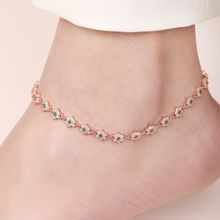 Zavya Blooms of Elegance Rose Gold-Plated 925 Sterling Silver Anklet