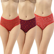 Leading Lady Women Pack Of 3 Cotton,Lycra High-Rise Solid Full Brief - Multi-Color