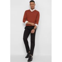 Allen Solly Men Rust Solid V Neck Full Sleeves Sweater