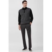 Peter England Men Grey Colorblock Stylized Neck Sweater