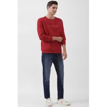 Peter England Men Red Solid Crew Neck Sweatshirt