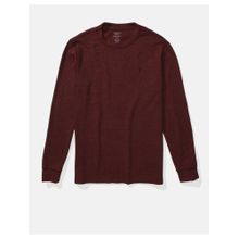 American Eagle Men Burgundy Long-Sleeve Thermal T-Shirt