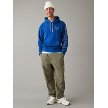 American Eagle Men Blue Super Soft Graphic Hoodie